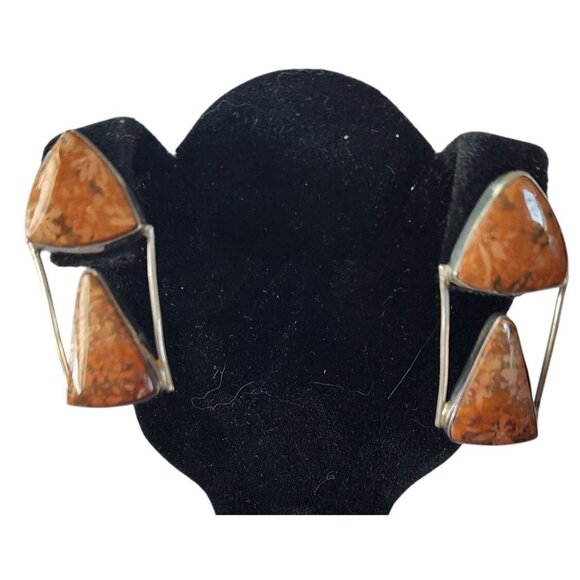 Earrings Moonkaite Jasper Post Silver Drop 10 gr Jerry & Fran Harr Handmade - Picture 2 of 13